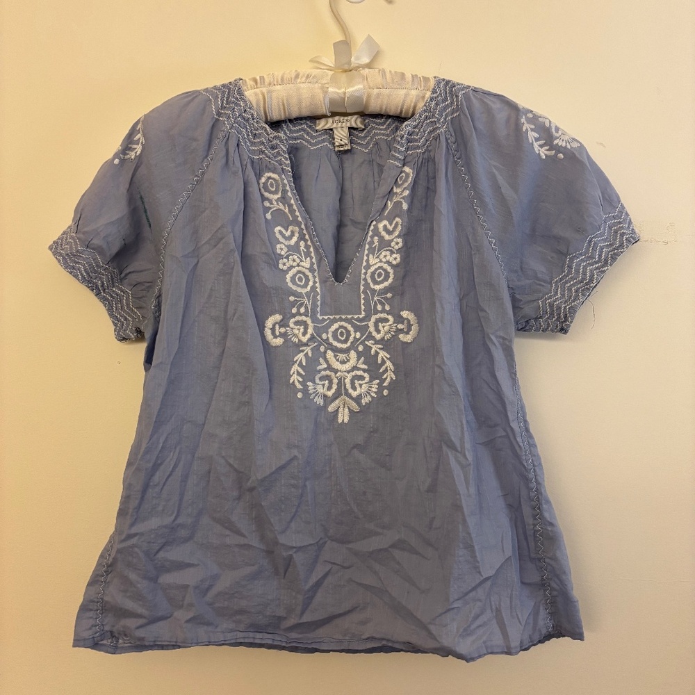 Embroidered J. Crew Peasant Blouse